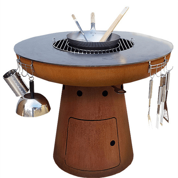 Smoker Brazier Corten Steel Charcoal Grill Easily Cleaned